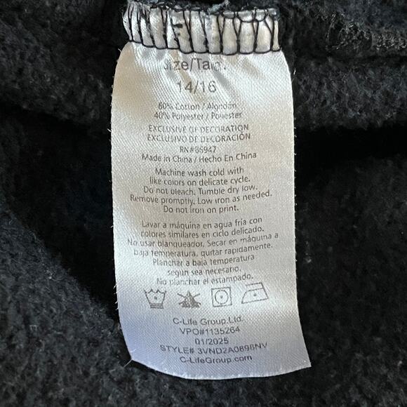 Von Dutch Kids Black Patch Black Hoodie Sweatshirt 14/16 - Picture 5 of 5